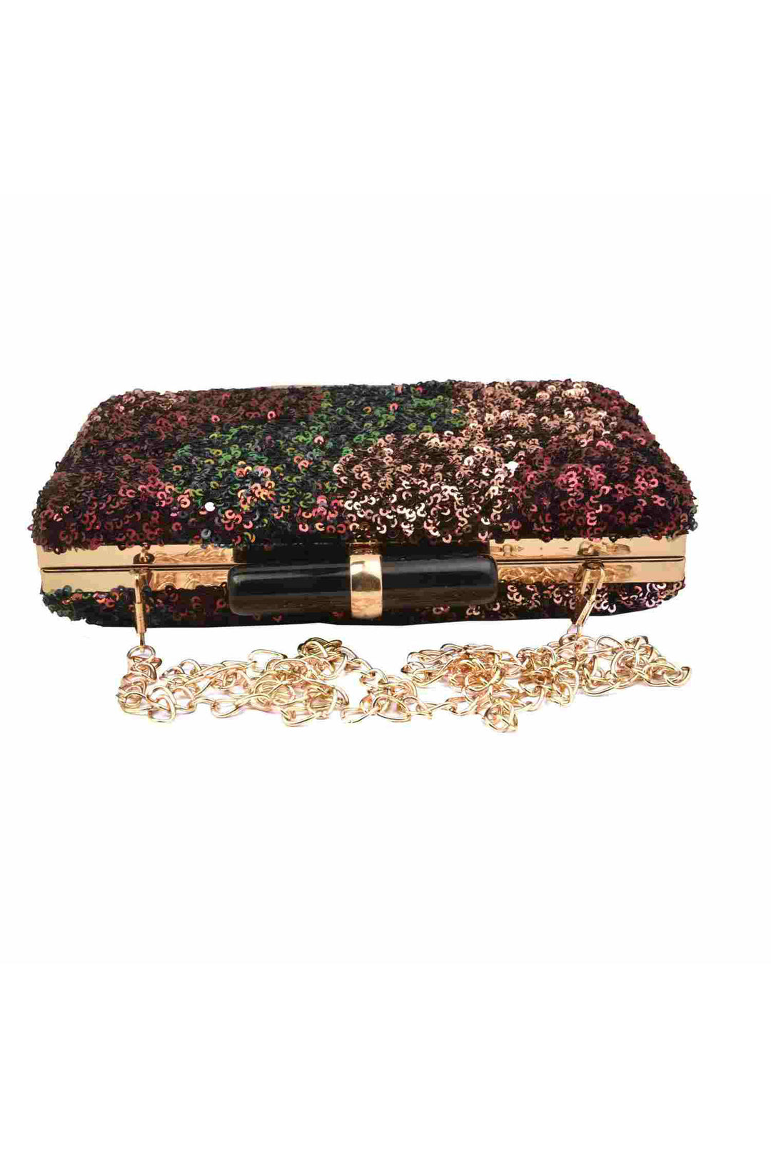 Wine and Gold Sequins Party Clutch