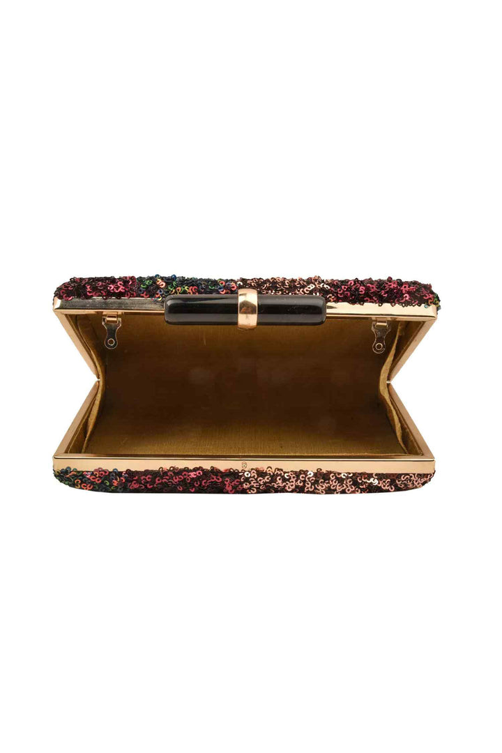 Wine and Gold Sequins Party Clutch