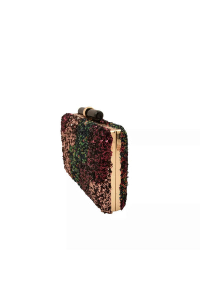 Wine and Gold Sequins Party Clutch