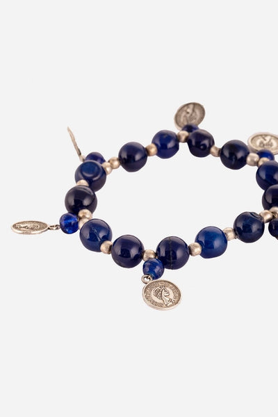 Iolite Beaded Braclets With Elizabeth Coin Charms