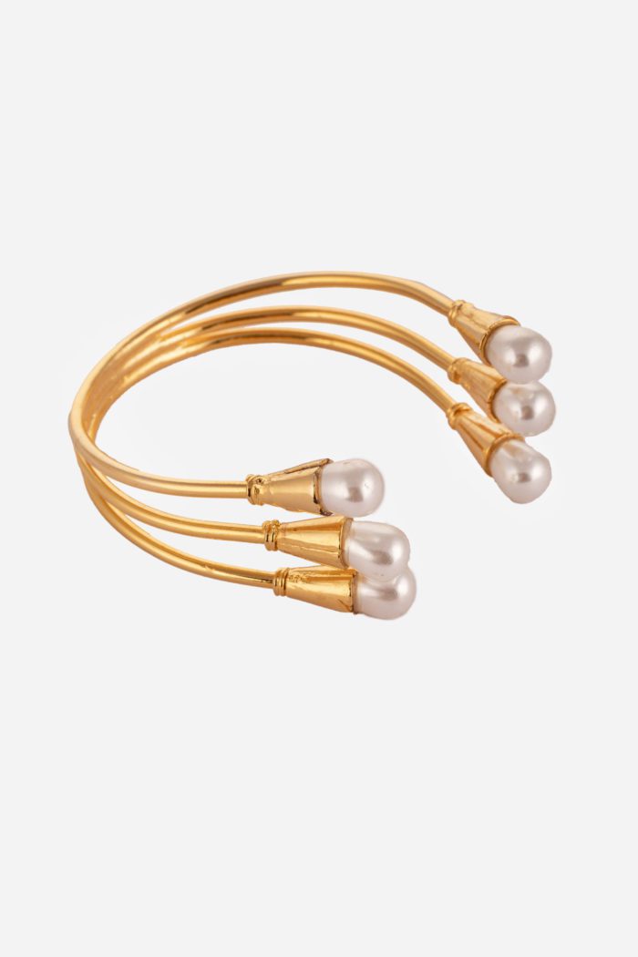 Adjustable Pearl Embellished Stone Bracelet