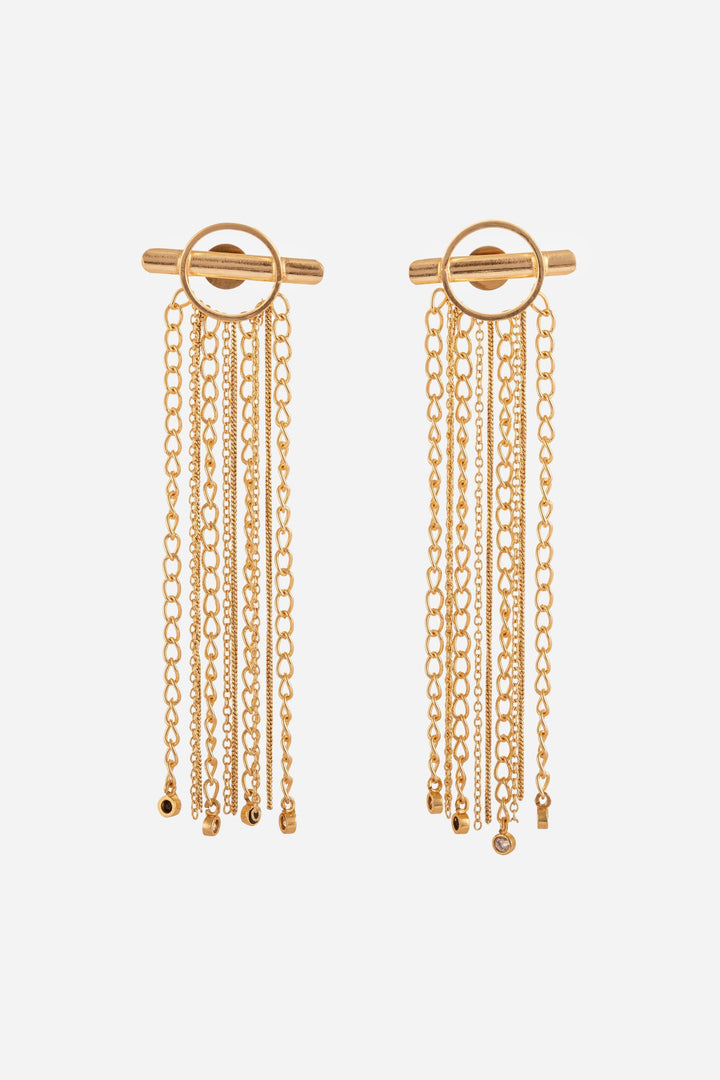 Gold Zircons Hangings Earring