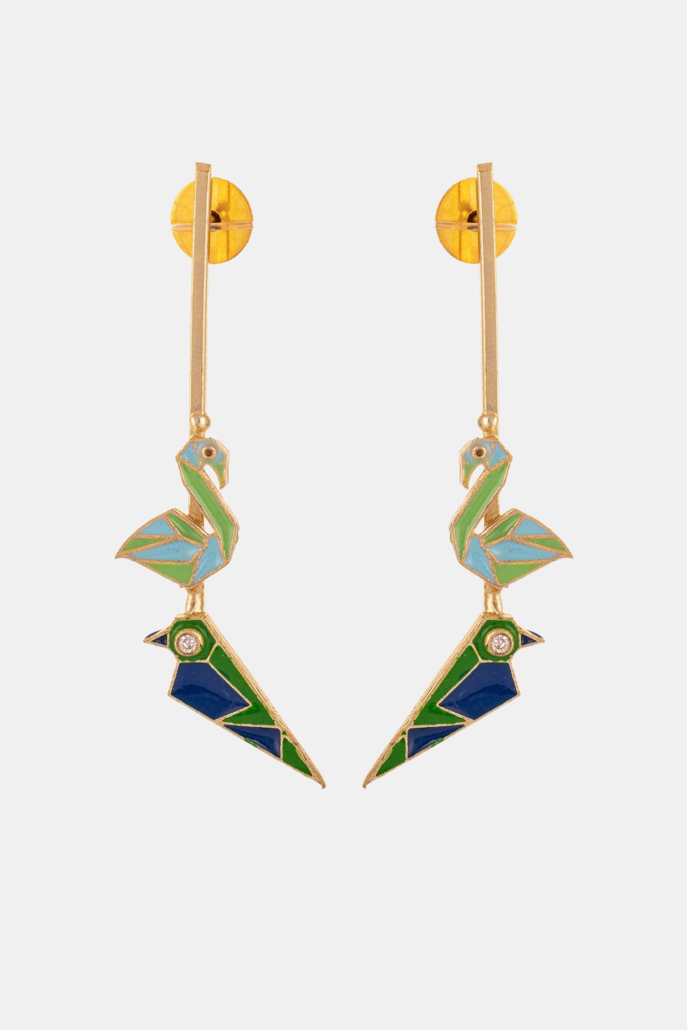Blue Swan And Parrot Shape Hanging Earrings