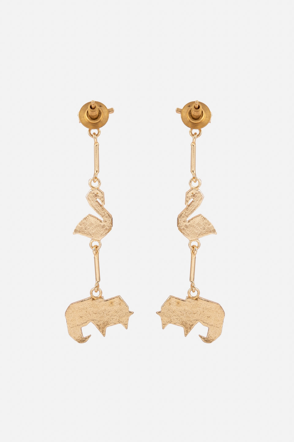Blue Swan And Elephant Shape Hanging Earrings