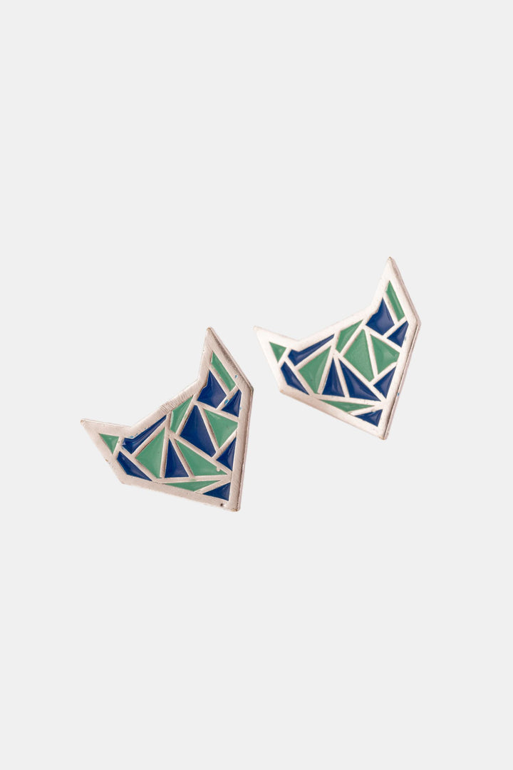 Pentagon Shape Blue Earring