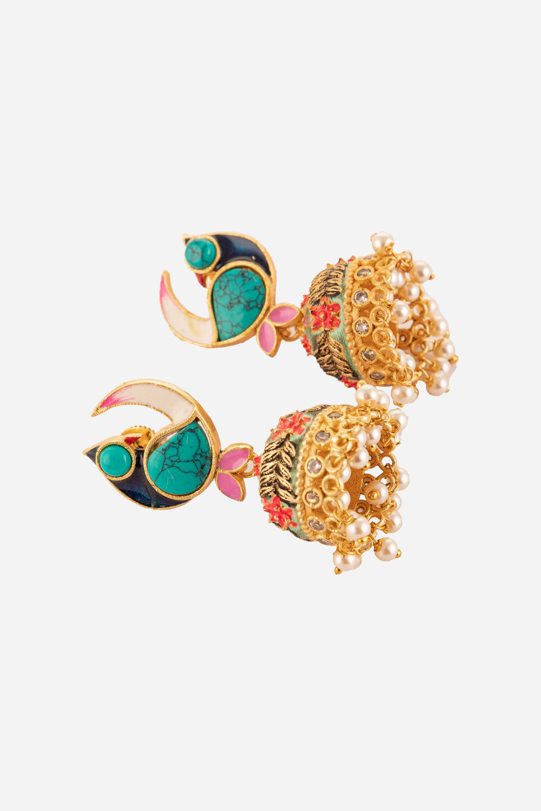 Peacock Motif Mint Colour Jhumki