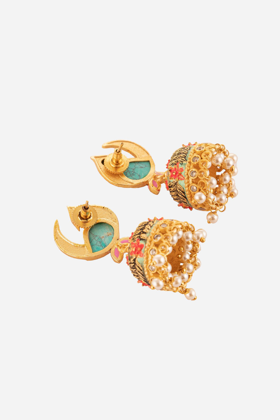 Peacock Motif Mint Colour Jhumki