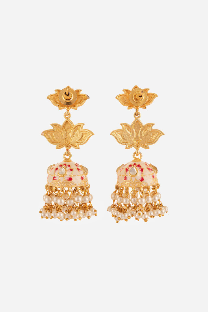 Lotus Motif Double Layered Jhumki