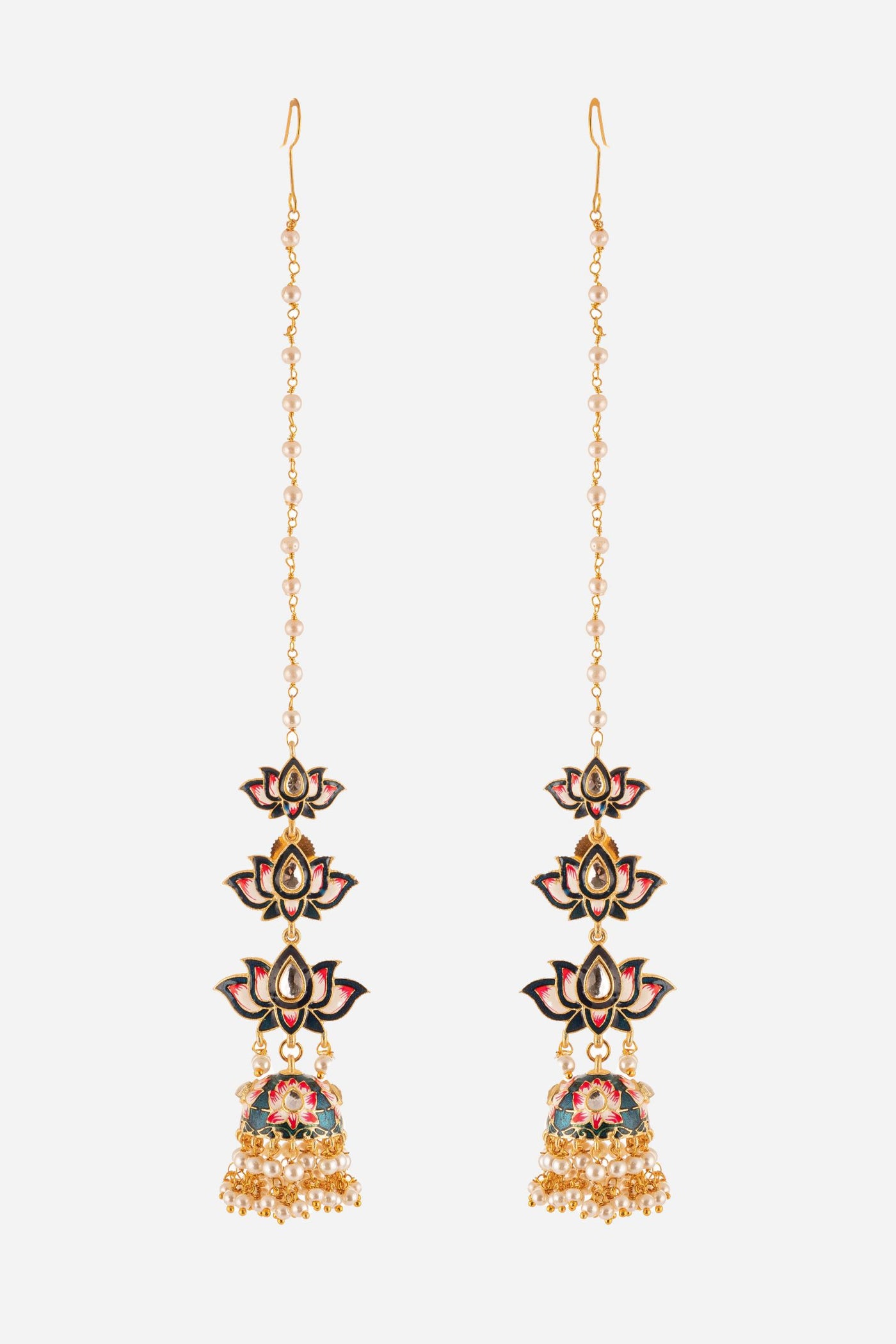 Three Layered Lotus Chandelier Earrings