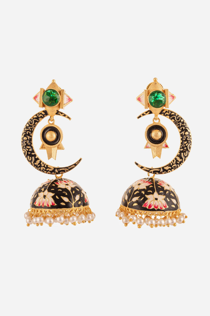 Crescent Moon And Star Motif Jhumki