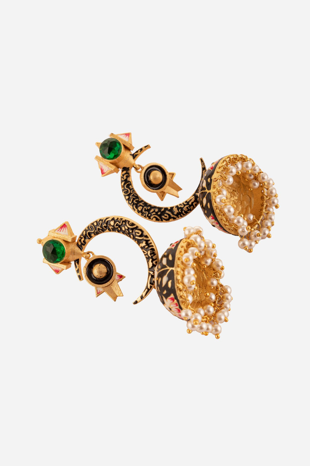 Crescent Moon And Star Motif Jhumki