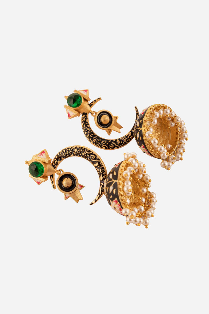 Crescent Moon And Star Motif Jhumki