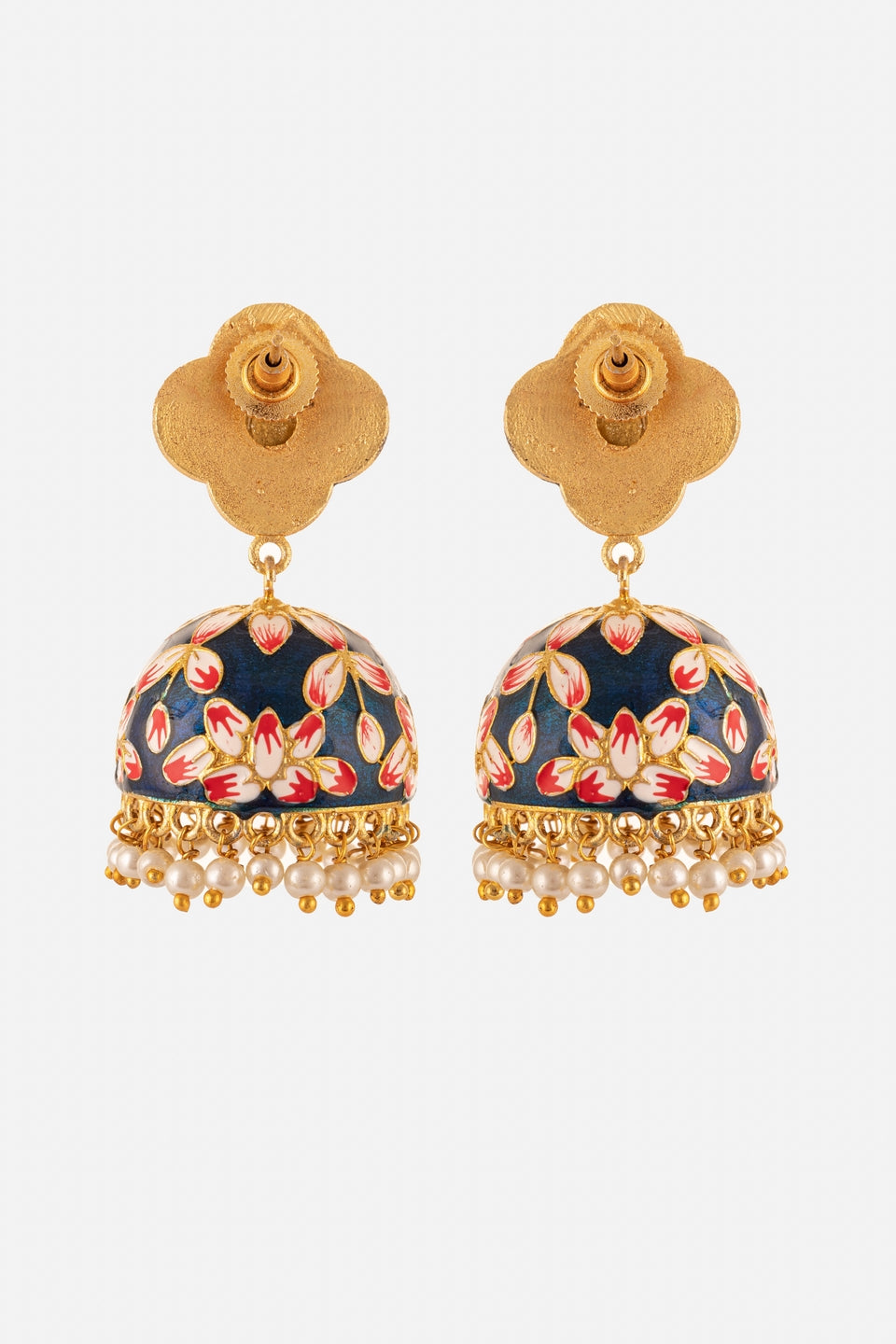 Blue Floral Enamelling Jhumki