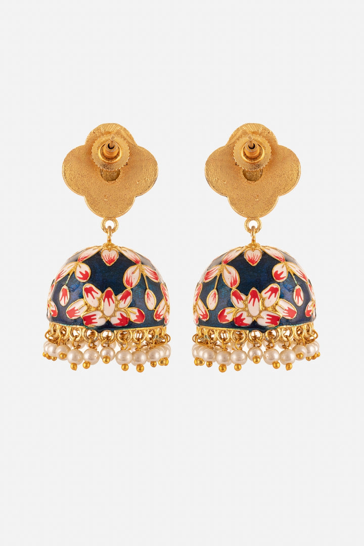 Blue Floral Enamelling Jhumki
