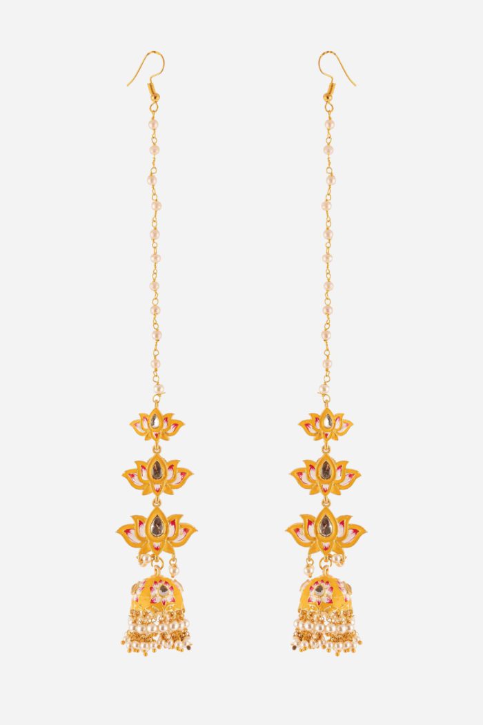 Three Layered Yellow Lotus Jhumki