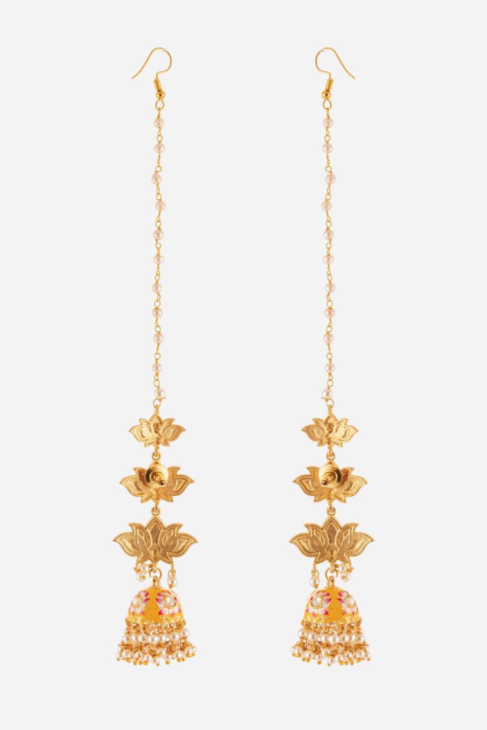 Three Layered Yellow Lotus Jhumki