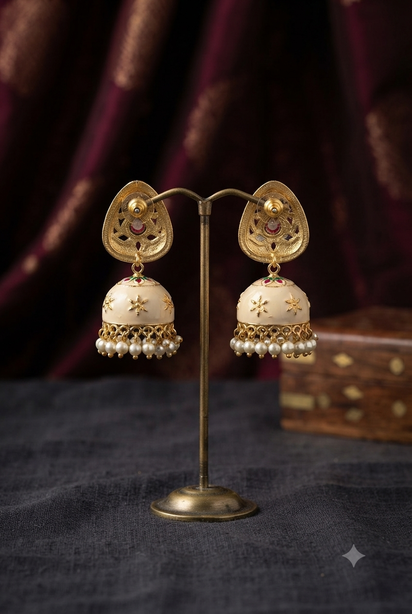 Party Wear Kundan Meena Jhumki