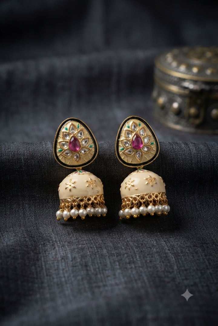 Party Wear Kundan Meena Jhumki