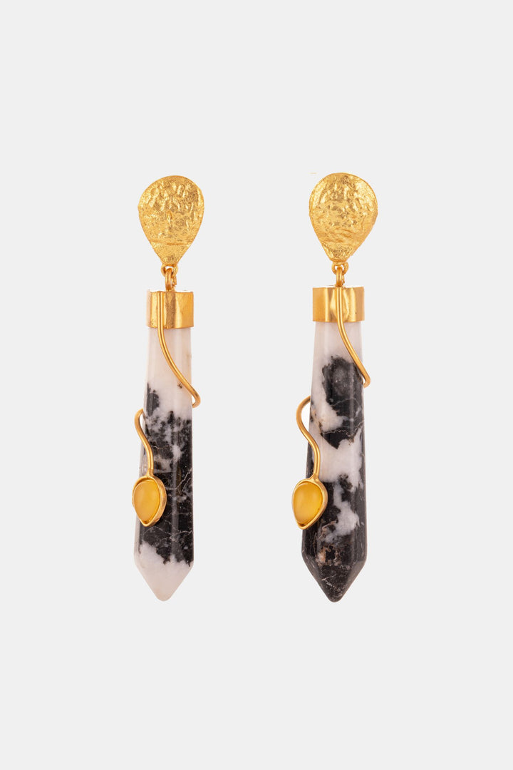 Unique Pencil Shaped Brass Earring.