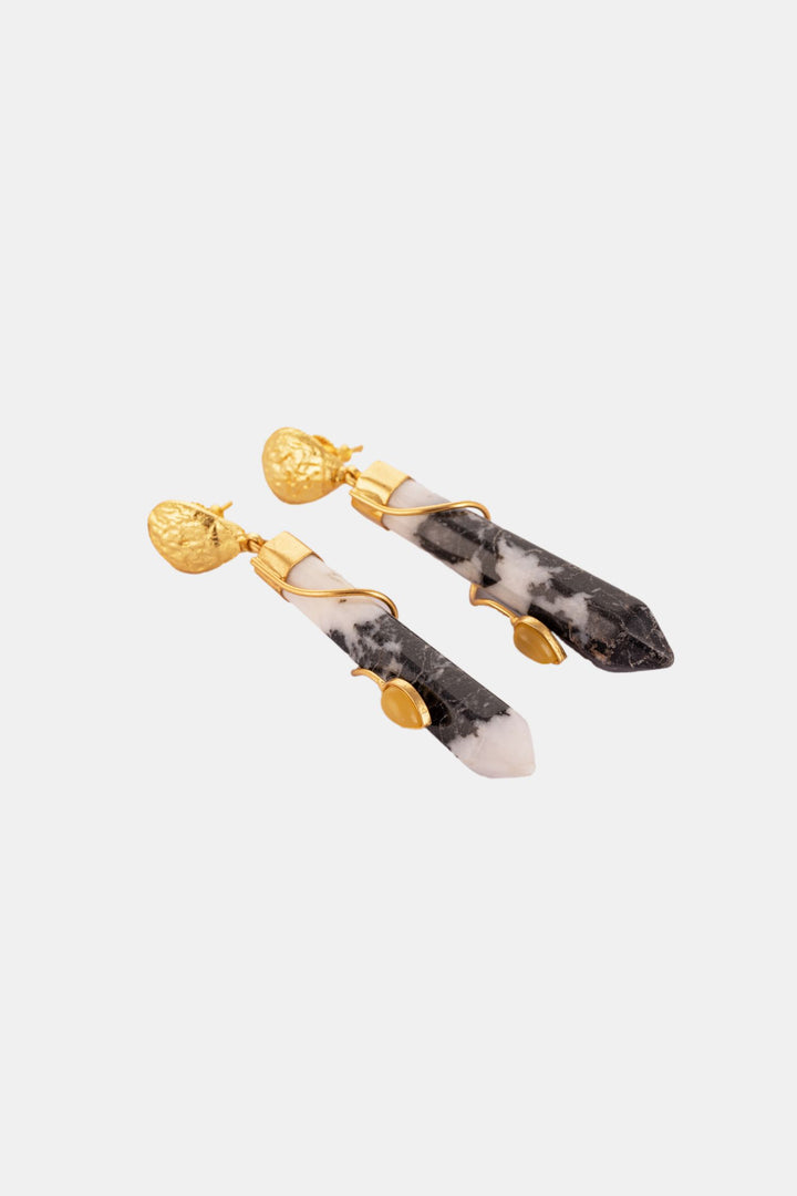 Unique Pencil Shaped Brass Earring.