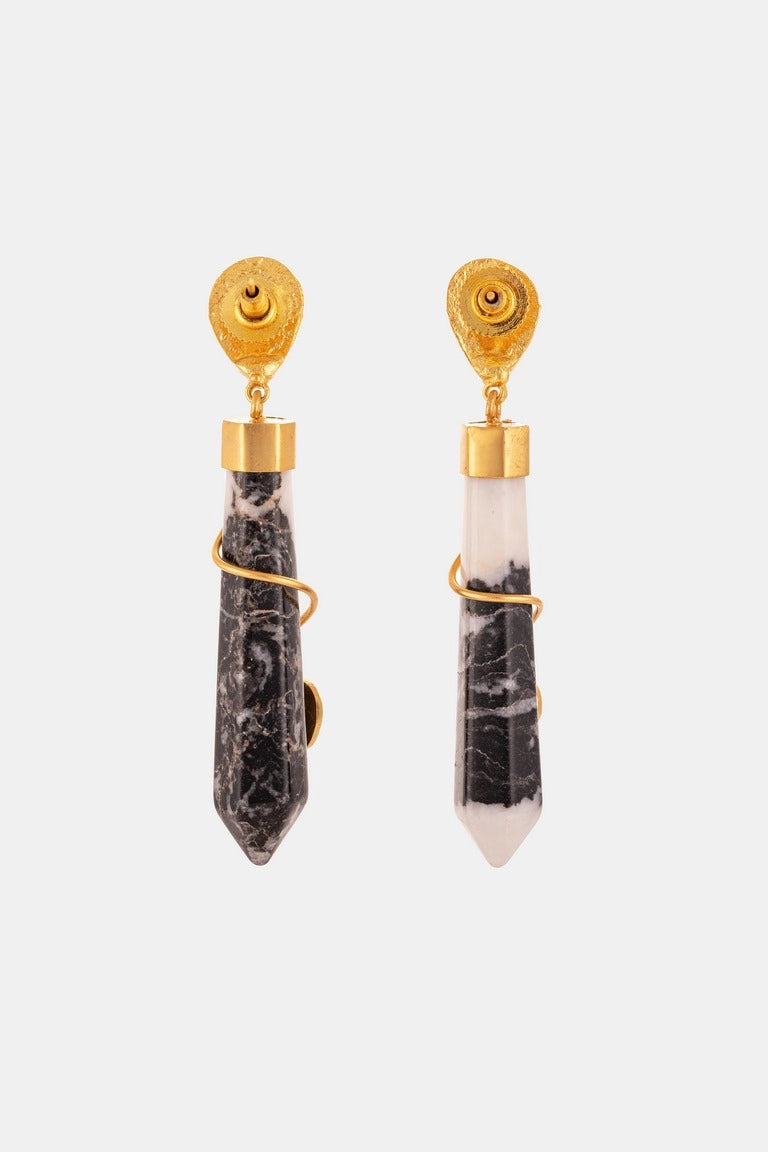 Unique Pencil Shaped Brass Earring.