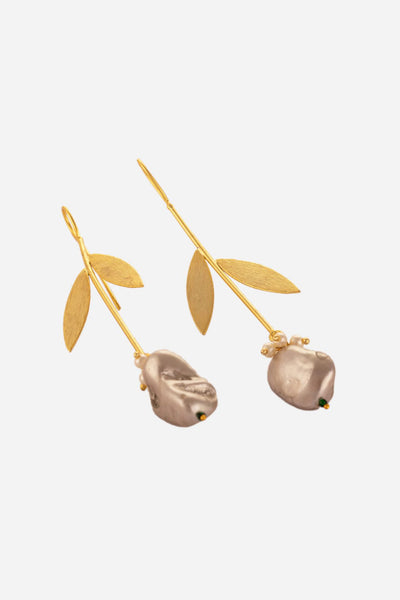Tropical Leaf And Mother Of Pearl Earring