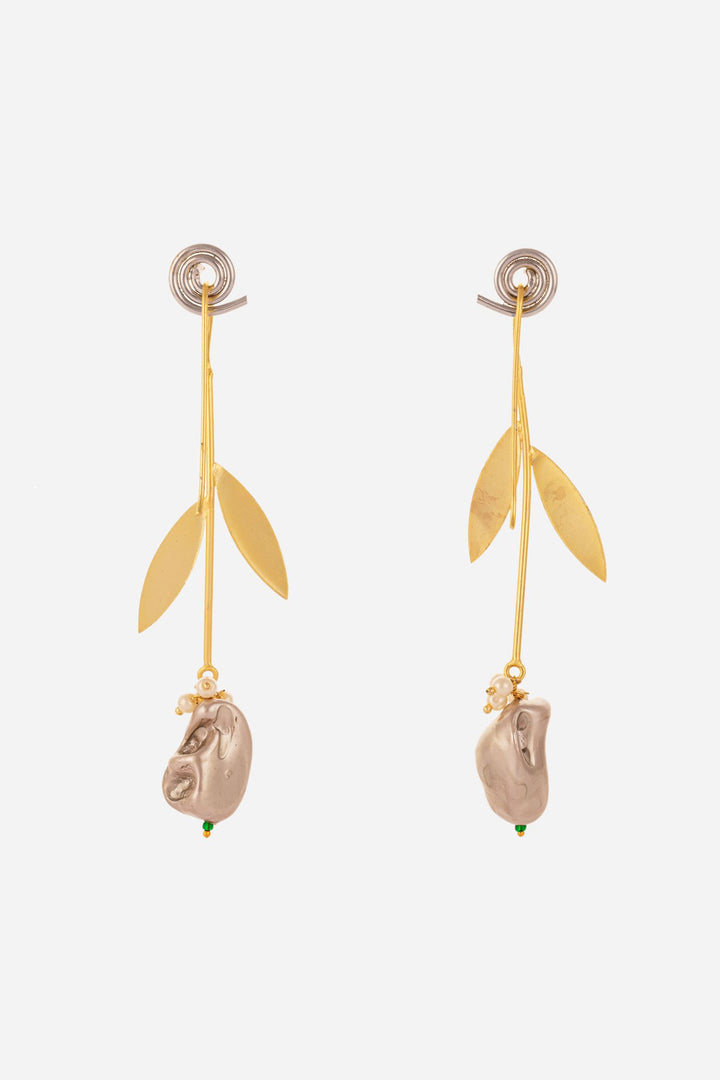 Tropical Leaf And Mother Of Pearl Earring