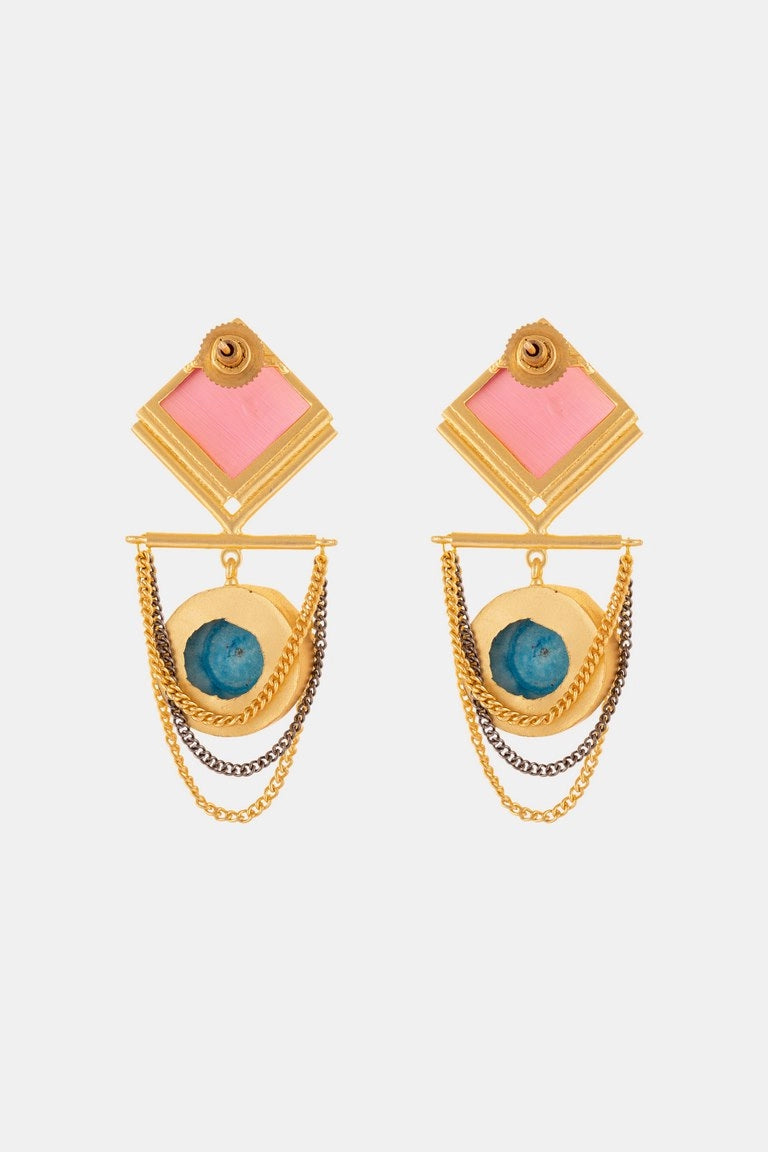 Pink And Blue Swing Earring