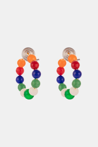 Coloured Honeycomb Stones Hoop Earrings