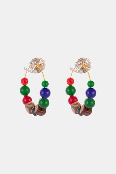 Multicolor Beads Metal bali Hoops