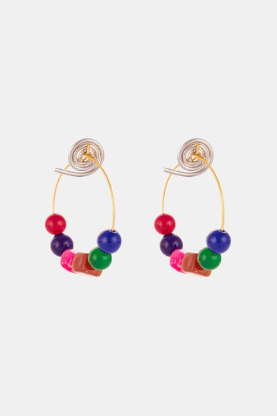 Multi Coloured Brass Hoop Earrings