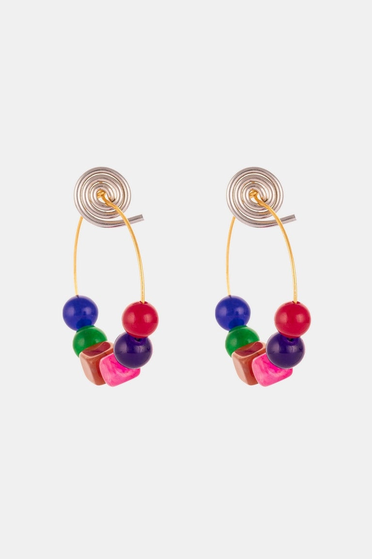 Multi Coloured Brass Hoop Earrings