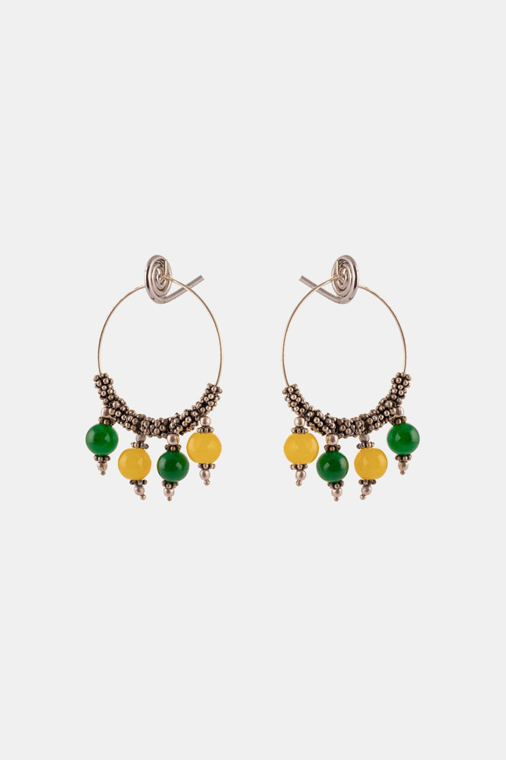 Yellow Green Beaded Dangler Hoop