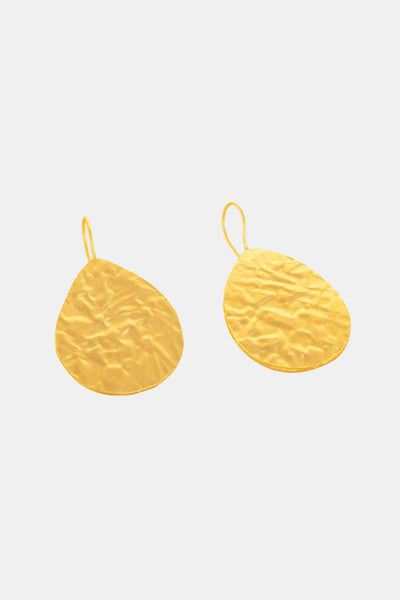 Golden Crumpled Leaf Earrings