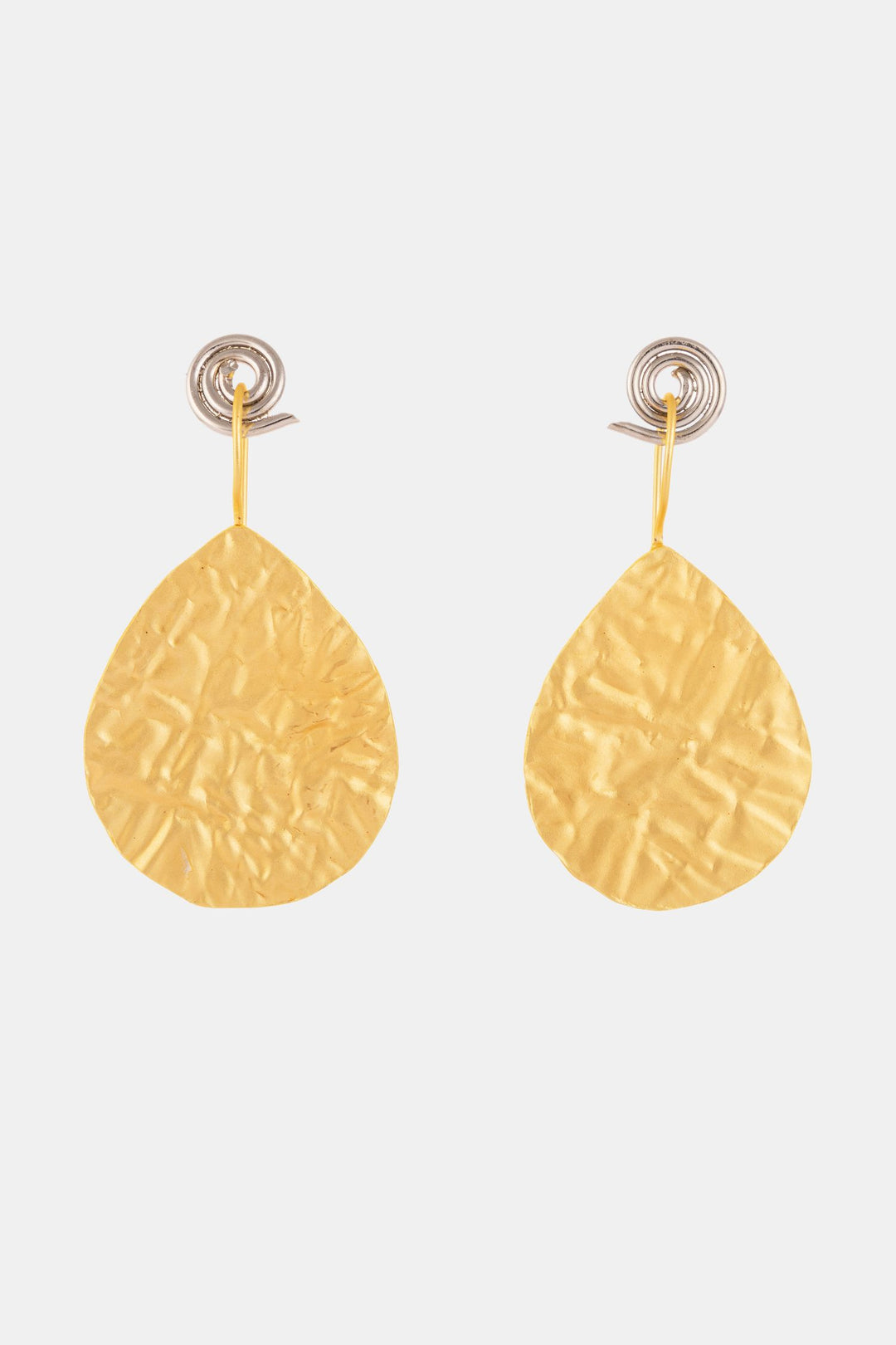 Golden Crumpled Teardrop Earrings