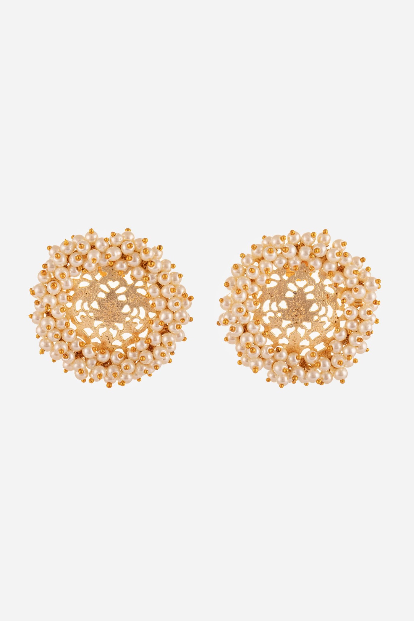 Golden Jungle Rose Earring With Pearl