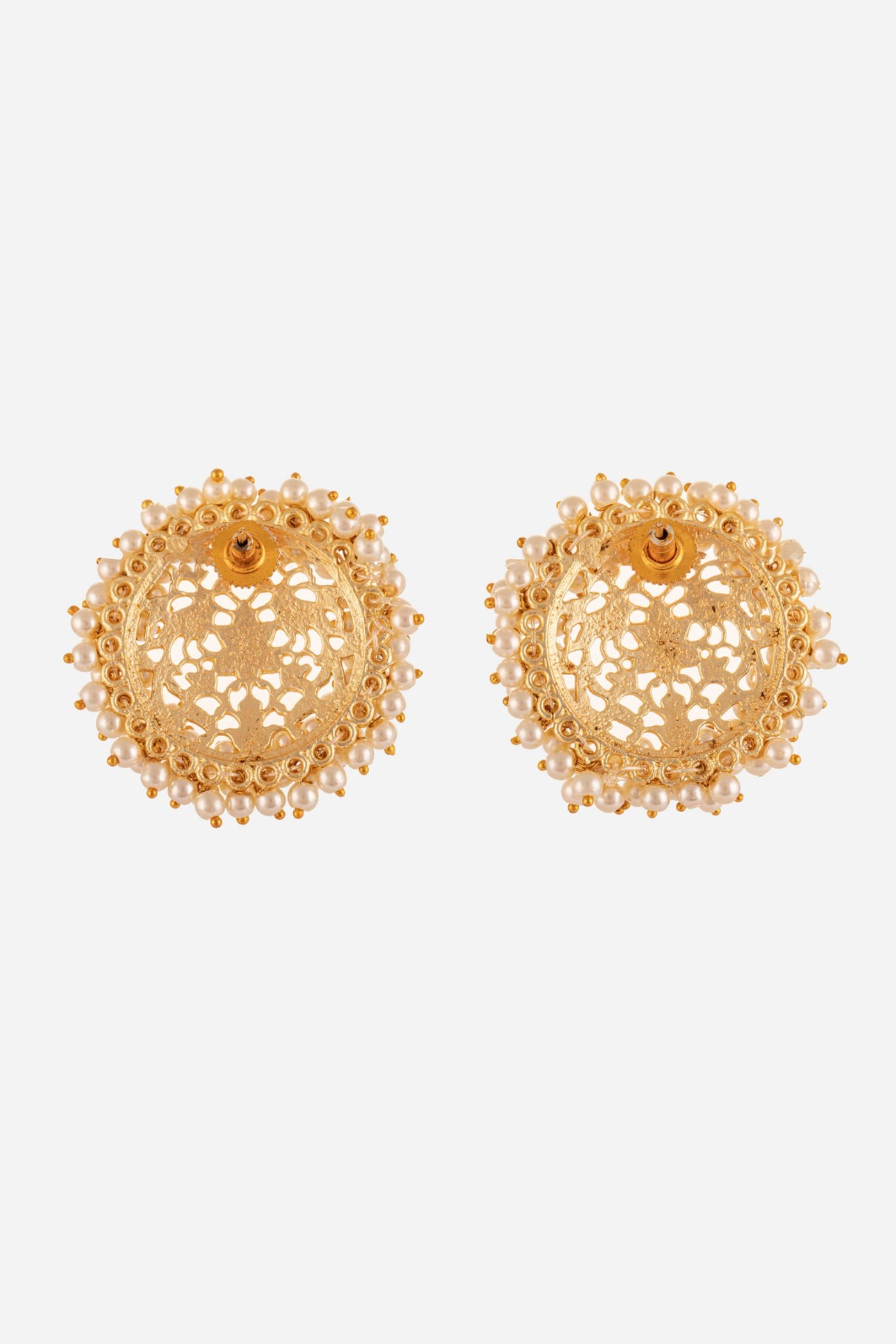 Golden Jungle Rose Earring With Pearl