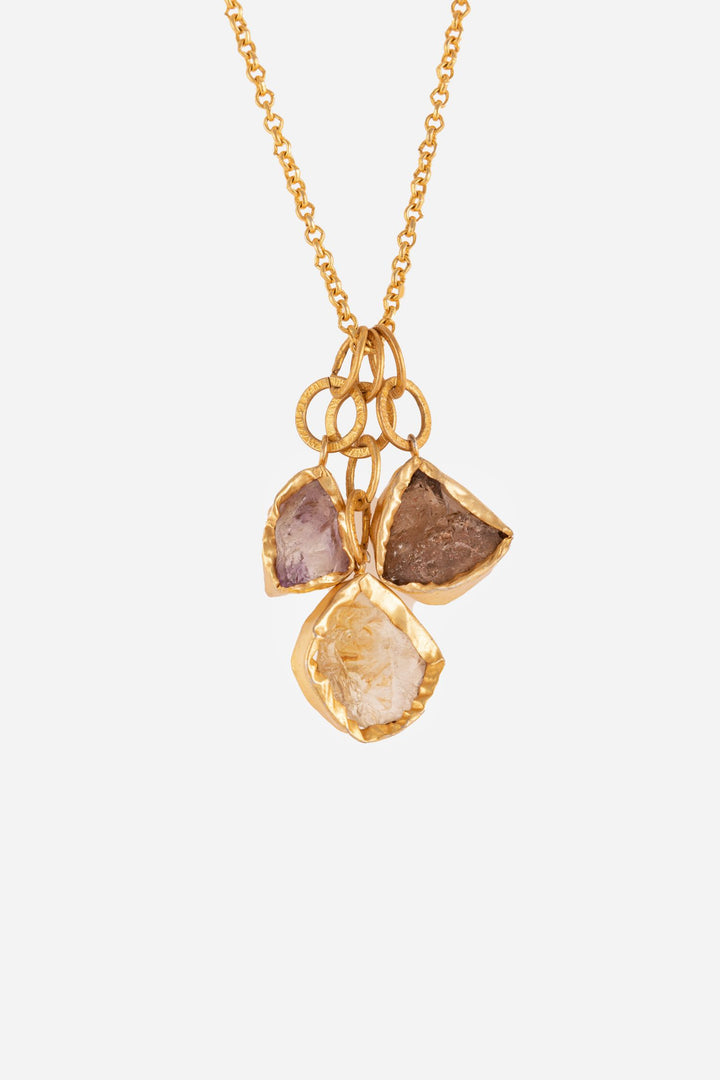 Rose Amethyst And Smoky Quartz Pendant Necklace