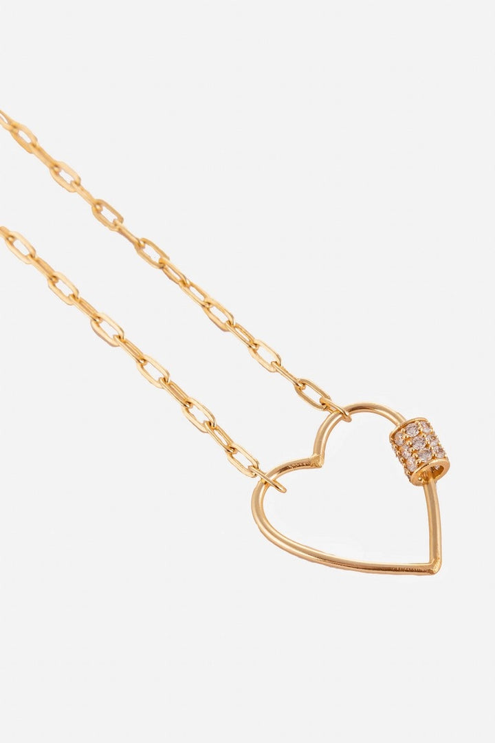 Golden Heart Shape Pendant In Long Chain