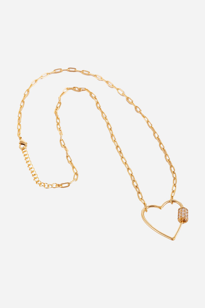 Golden Heart Shape Pendant In Long Chain