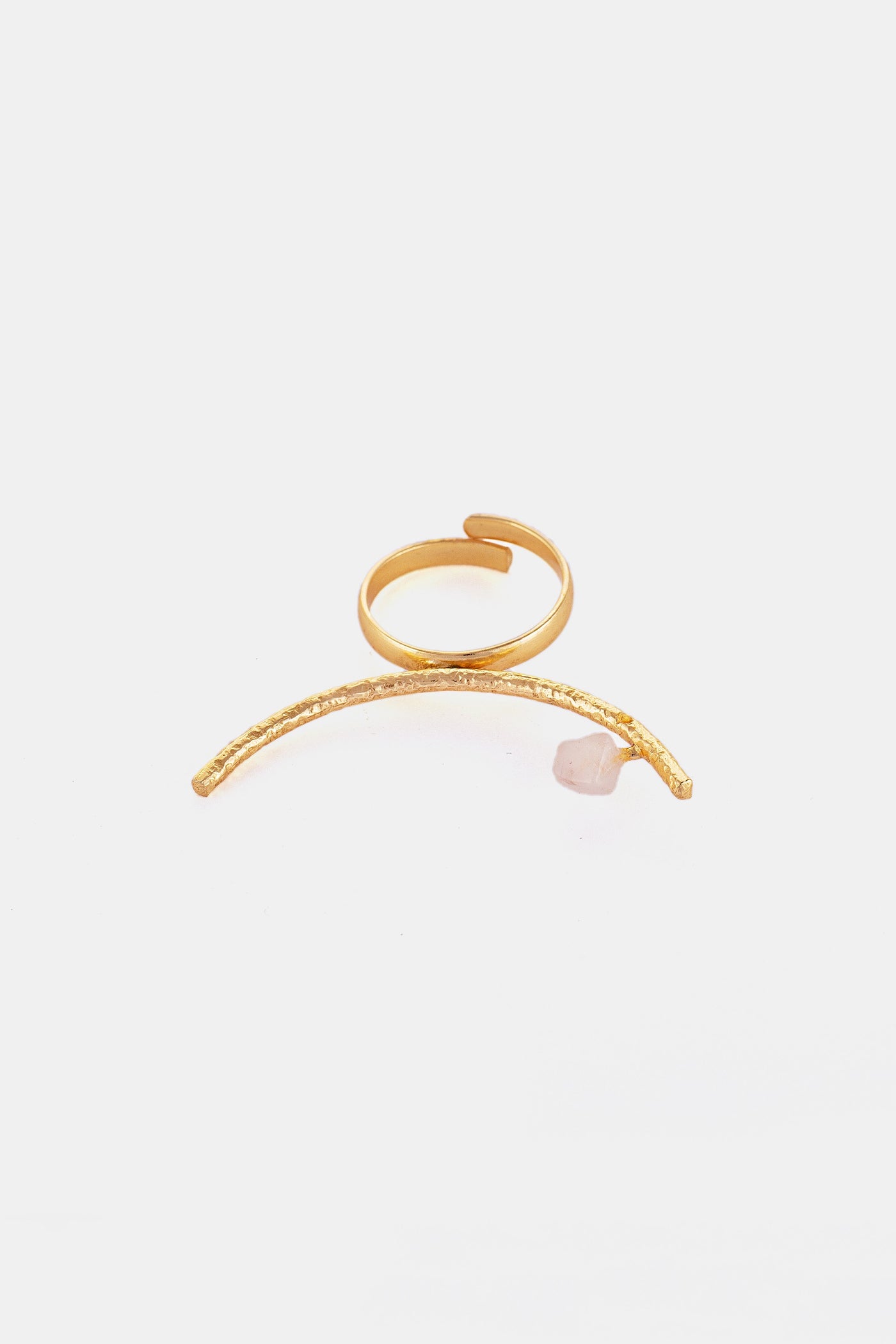 Crescent Moon Pink Rose Ring
