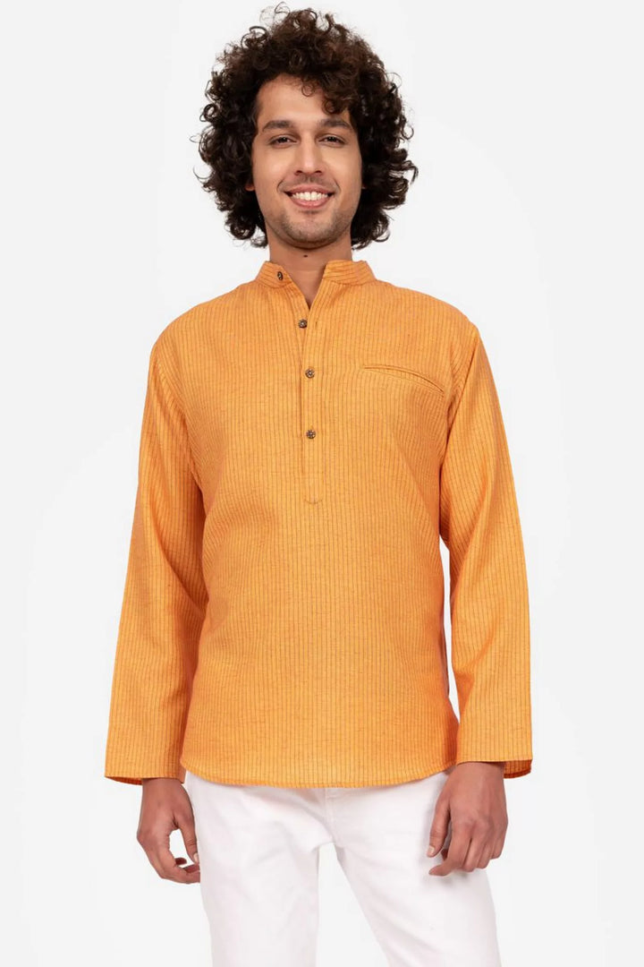 Orange Striped Short Kurta