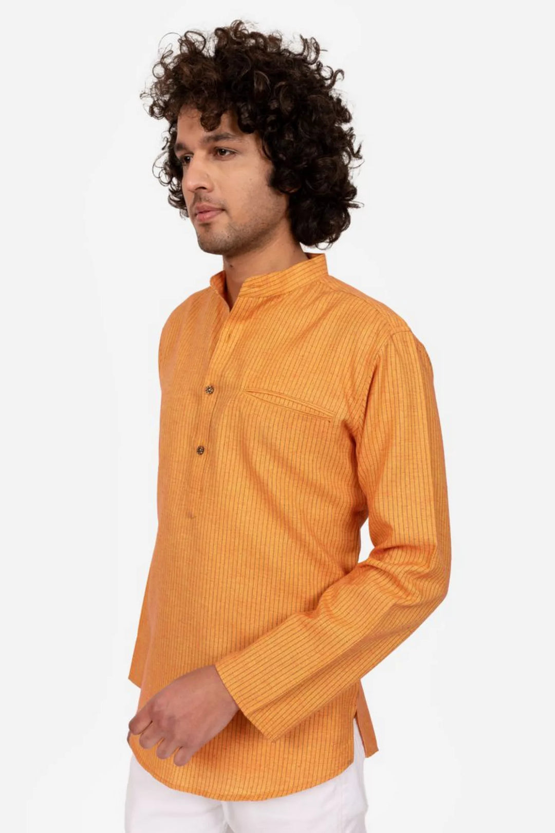 Orange Striped Short Kurta