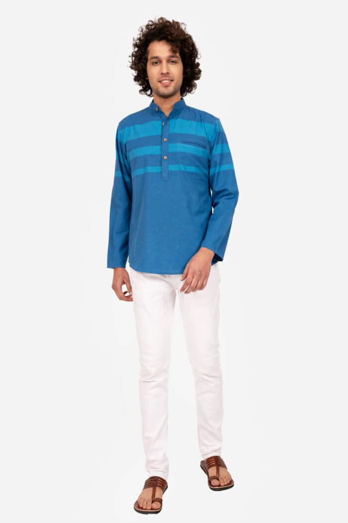 Blue Stripes Short Kurta