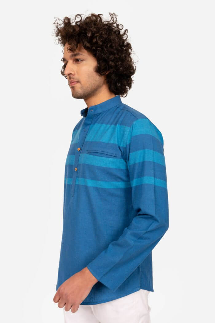 Blue Stripes Short Kurta