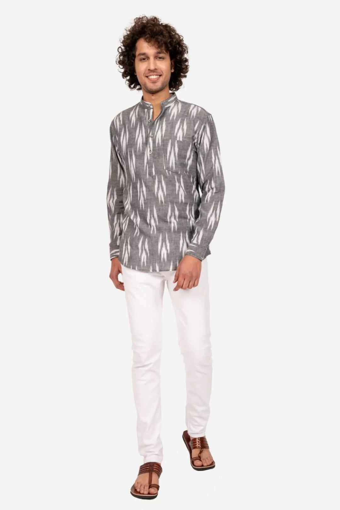 Grey Ikat Short Kurta