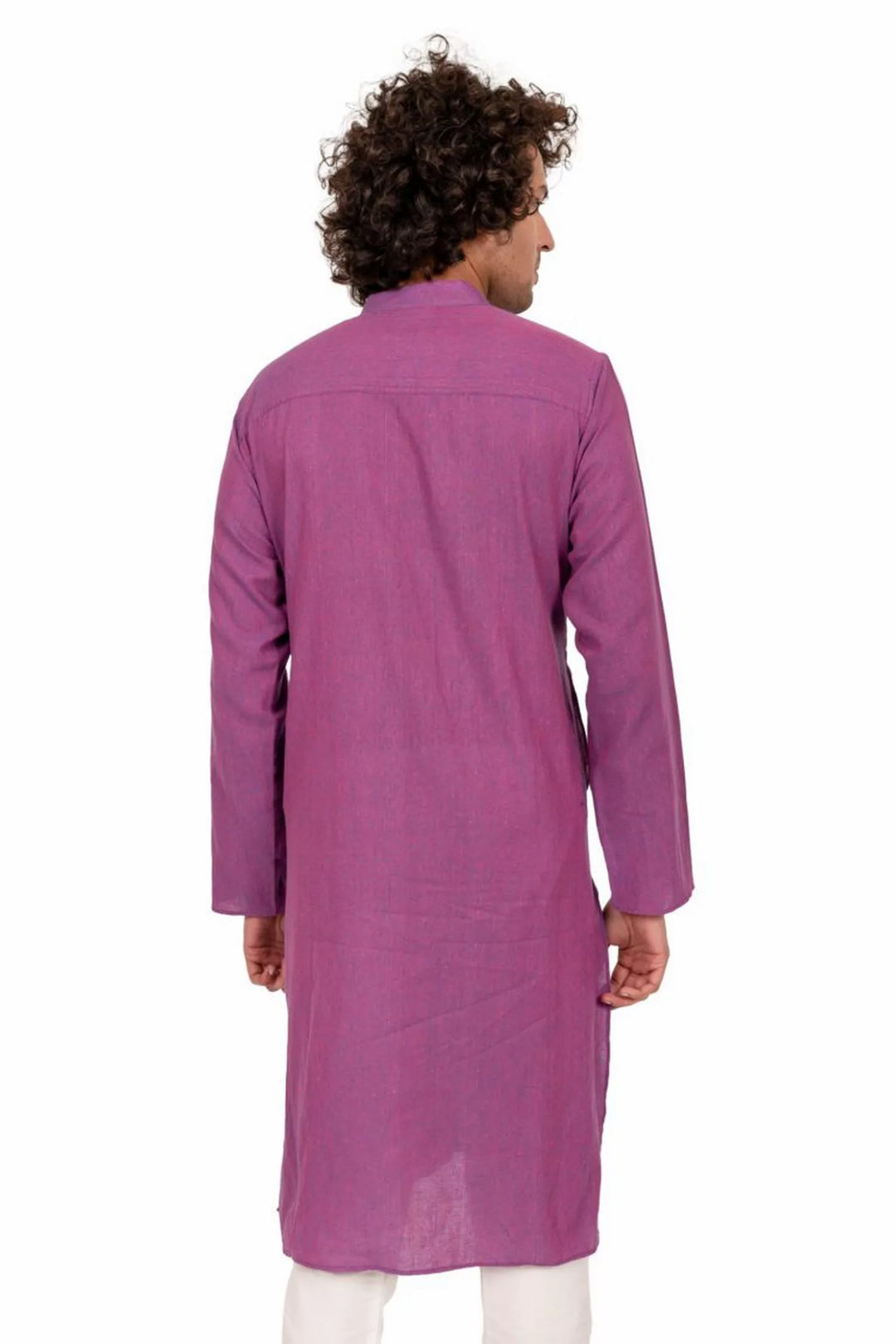 Purple Cross Color Pintucked Mens Kurta