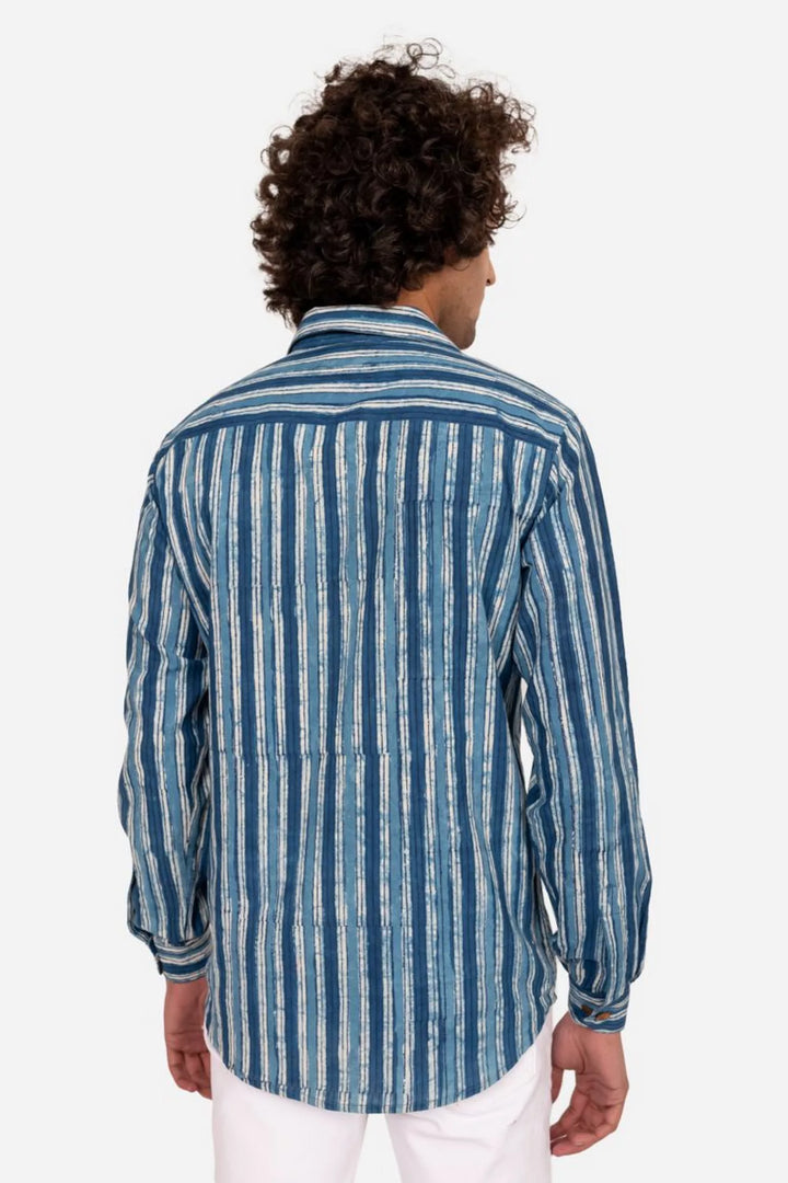 INDIGO DABOO BLOCK PRINTED COTTON SHIRT