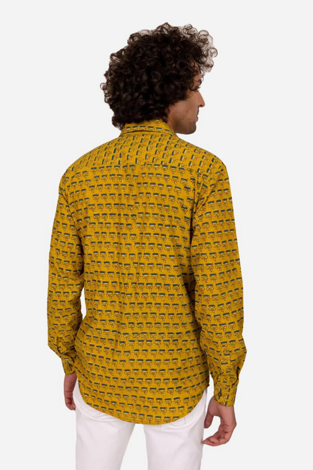 MUSTARD AJRAKH BLOCK PRINTED COTTON SHIRT