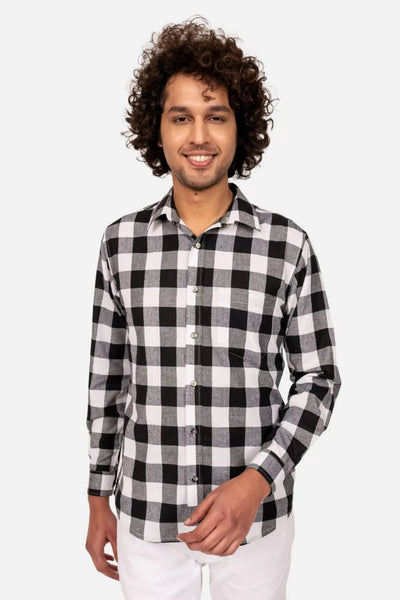 White And Black Checked Cotton Shirt